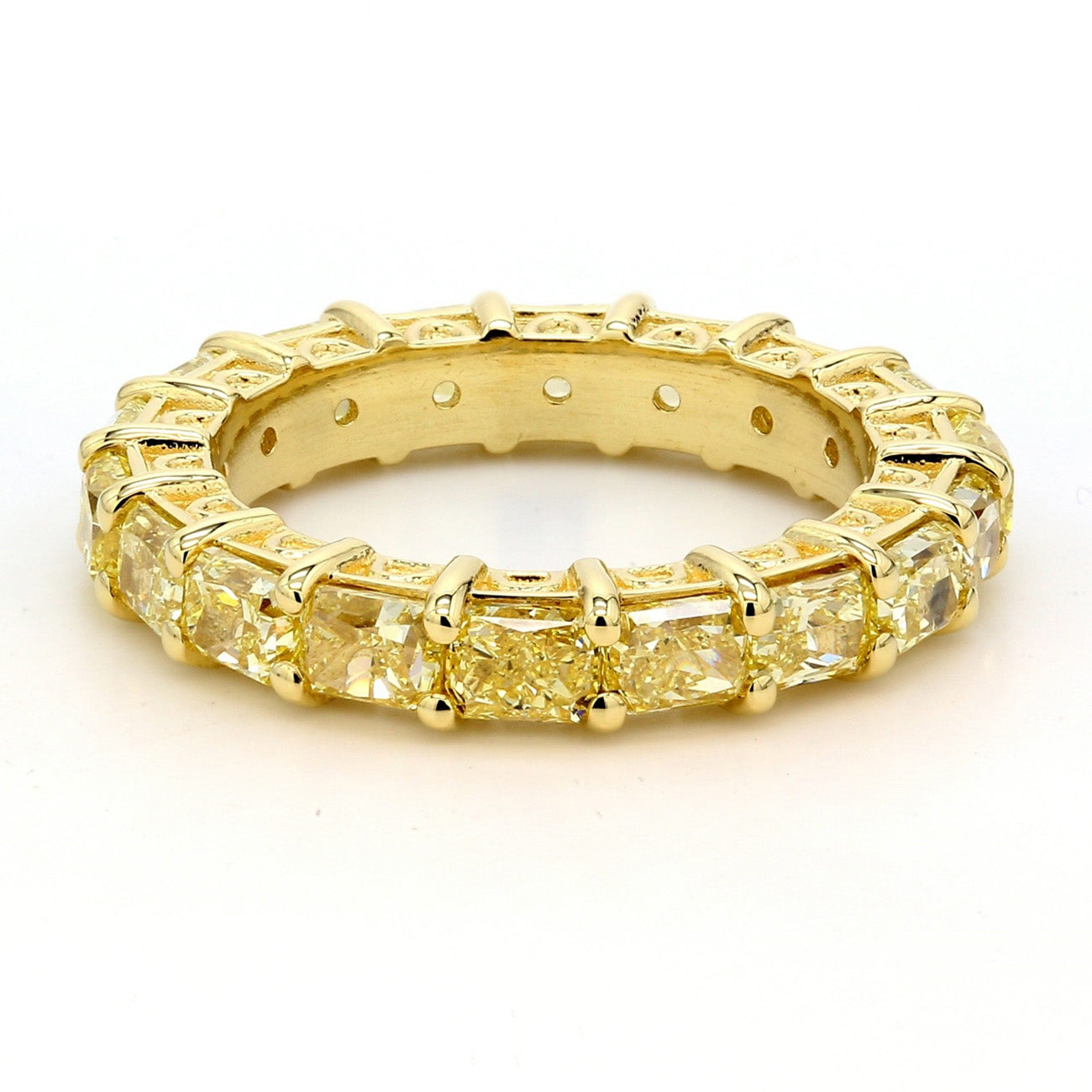 4.45 CTW Radiant 18 K Yellow Gold Eternity Wedding Band