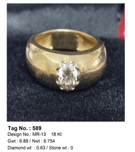 0.63 CTW 18 K Yellow Gold Men S Fashion Ring