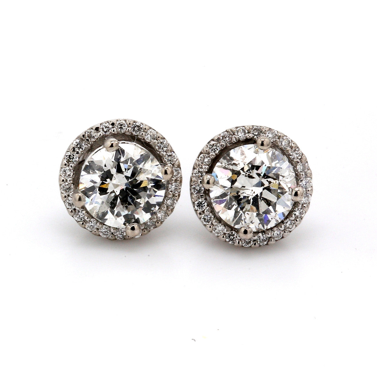 1.86 CTW Round 14 K White Gold Earring Studs