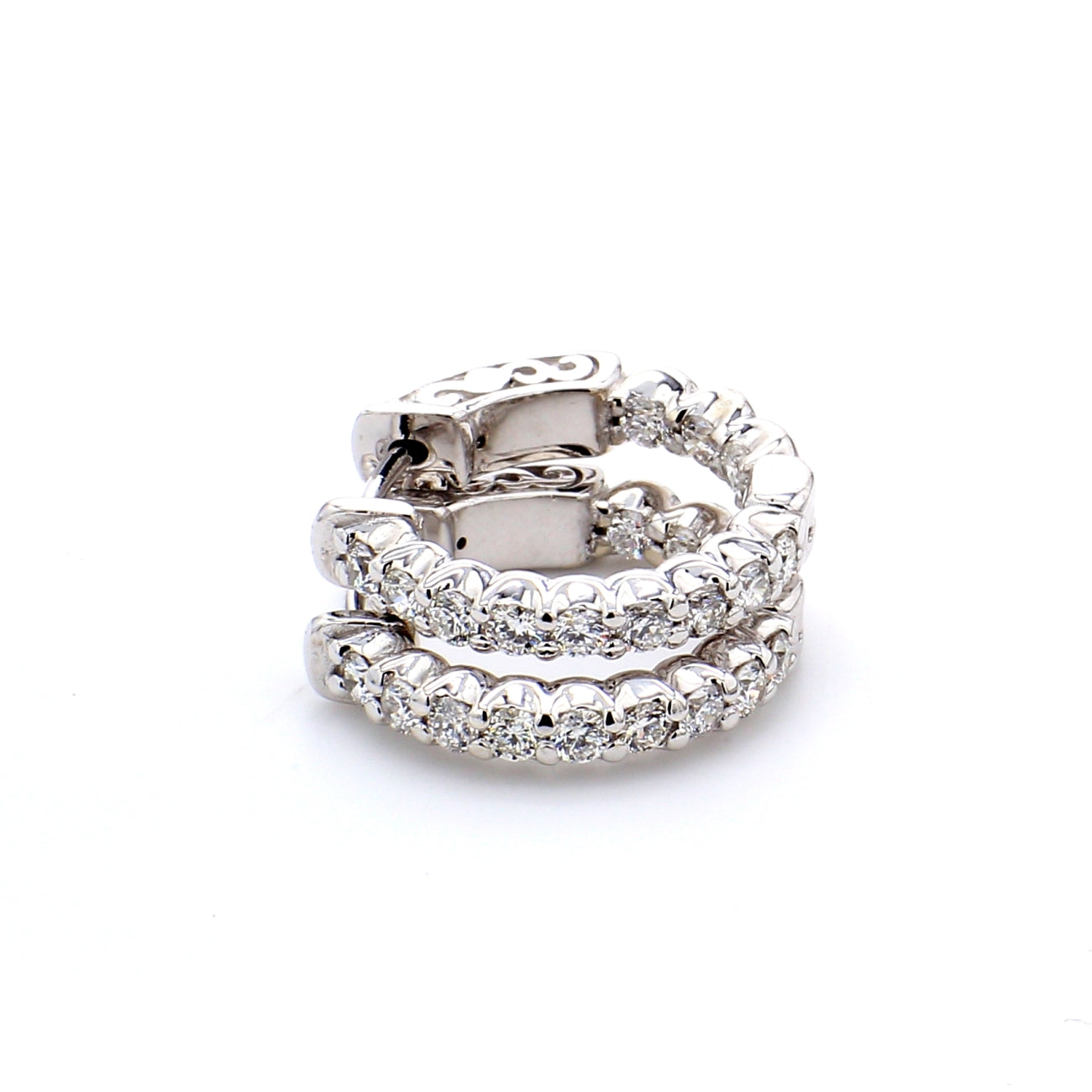 0.81 CTW Round 14 K White Gold Hoop Earrings