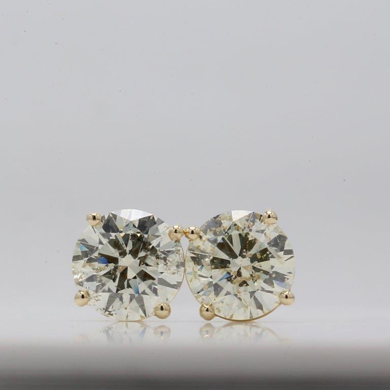 3.42 CTW Round 14 K Yellow Gold Earring Studs