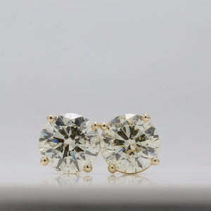 3.42 CTW Round 14 K Yellow Gold Earring Studs