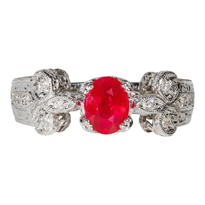 1.46 CTW Round Ruby 18 K White Gold (Other) Engagement Ring