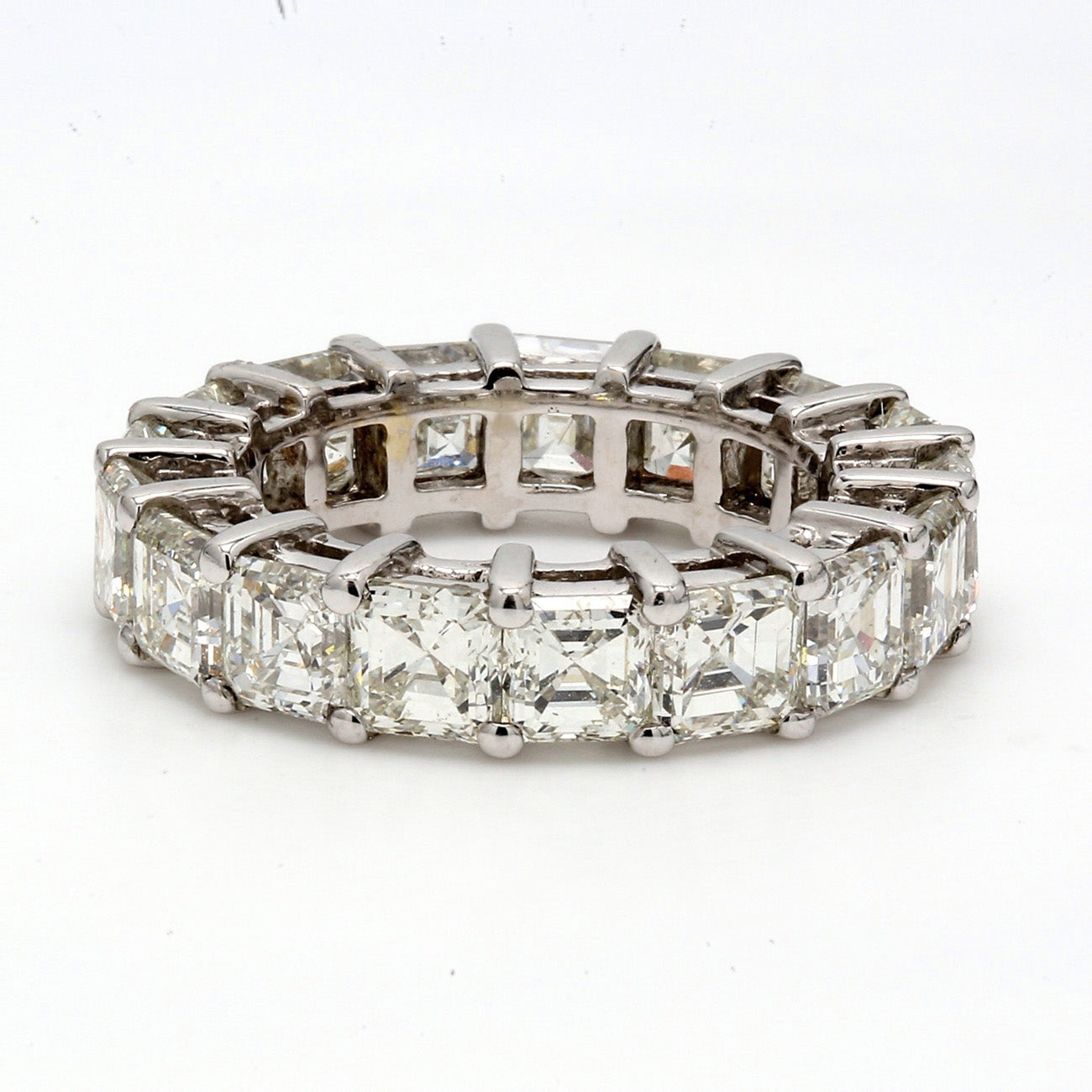 8.38 CTW Asscher 18 K White Gold Eternity Wedding Band