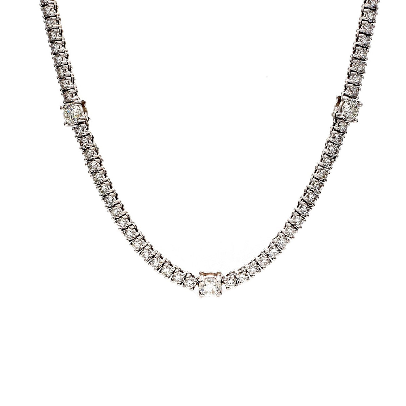 7.36 CTW Round 14 K White Gold Tennis Necklace