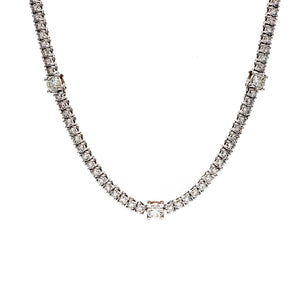 7.36 CTW Round 14 K White Gold Tennis Necklace