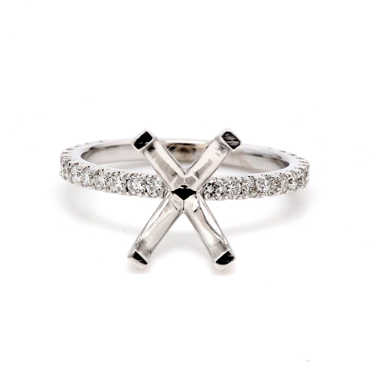 0.43 CTW Round 14 K White Gold Side Stone Engagement Ring