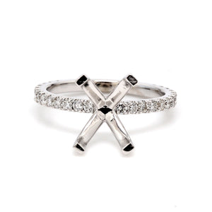 0.43 CTW Round 14 K White Gold Side Stone Engagement Ring