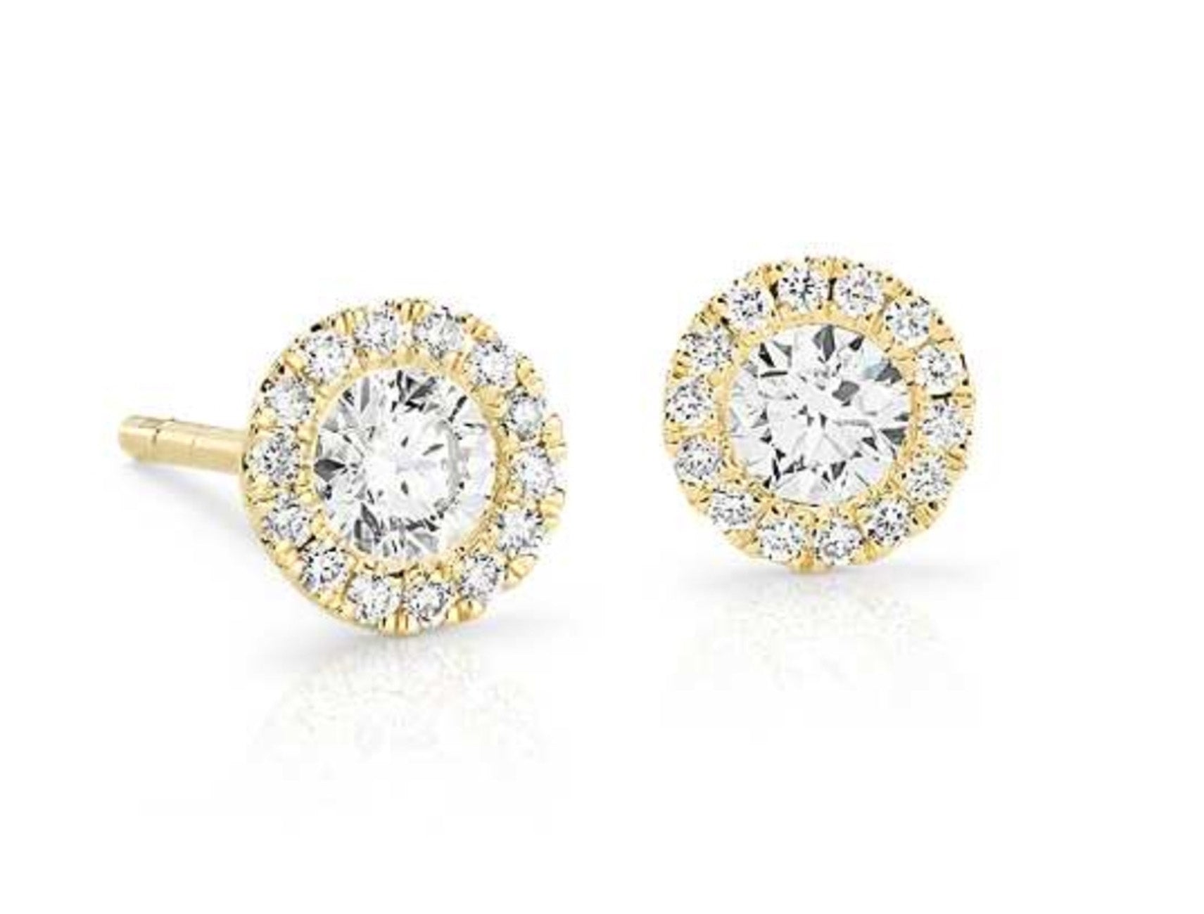1.52 CTW Round 14 K Yellow Gold Earring Studs