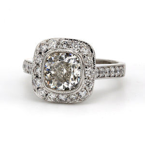 2.92 CTW Cushion Platinum Halo Engagement Ring