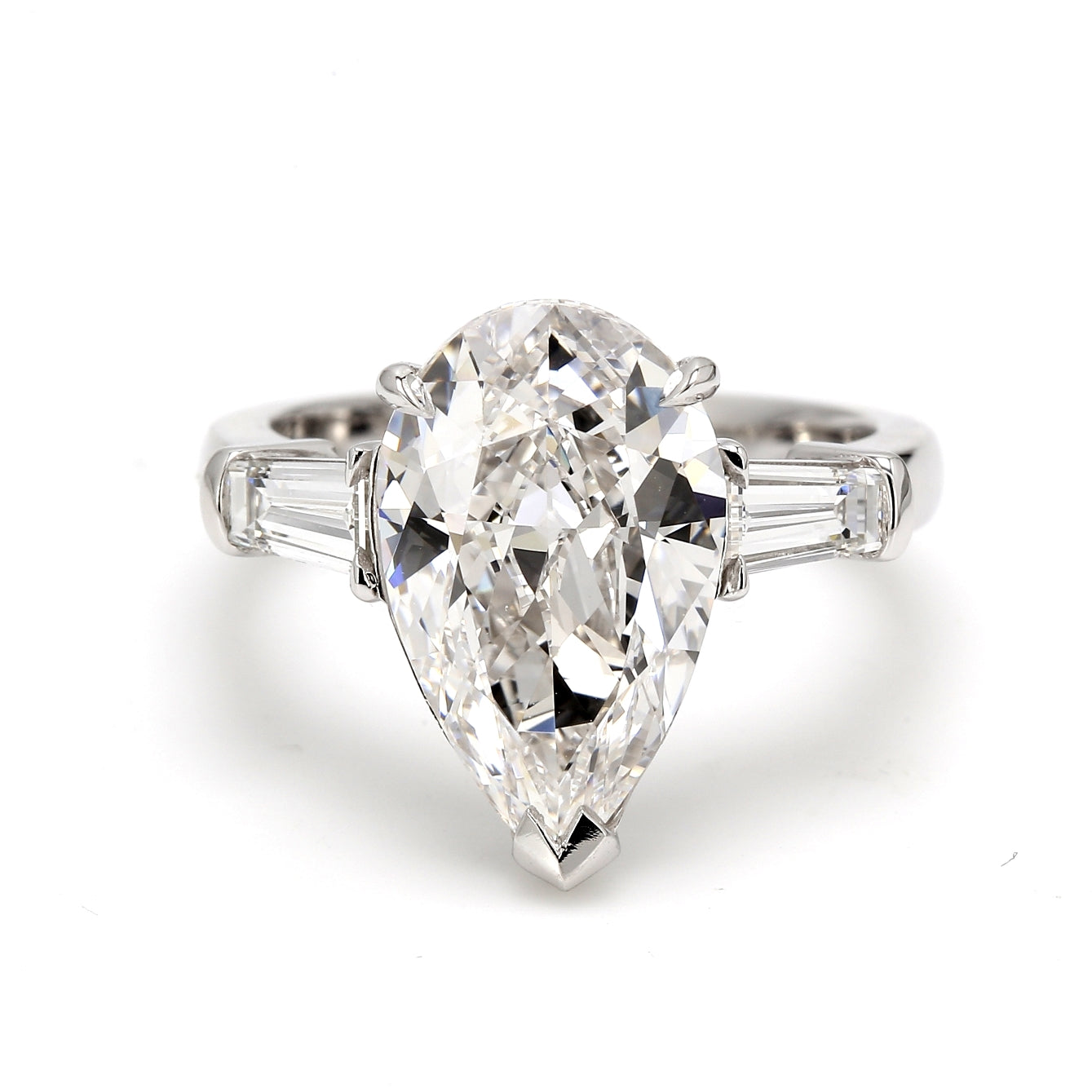 0.58 CTW Tapered Baguette Platinum Three Stone Engagement Ring