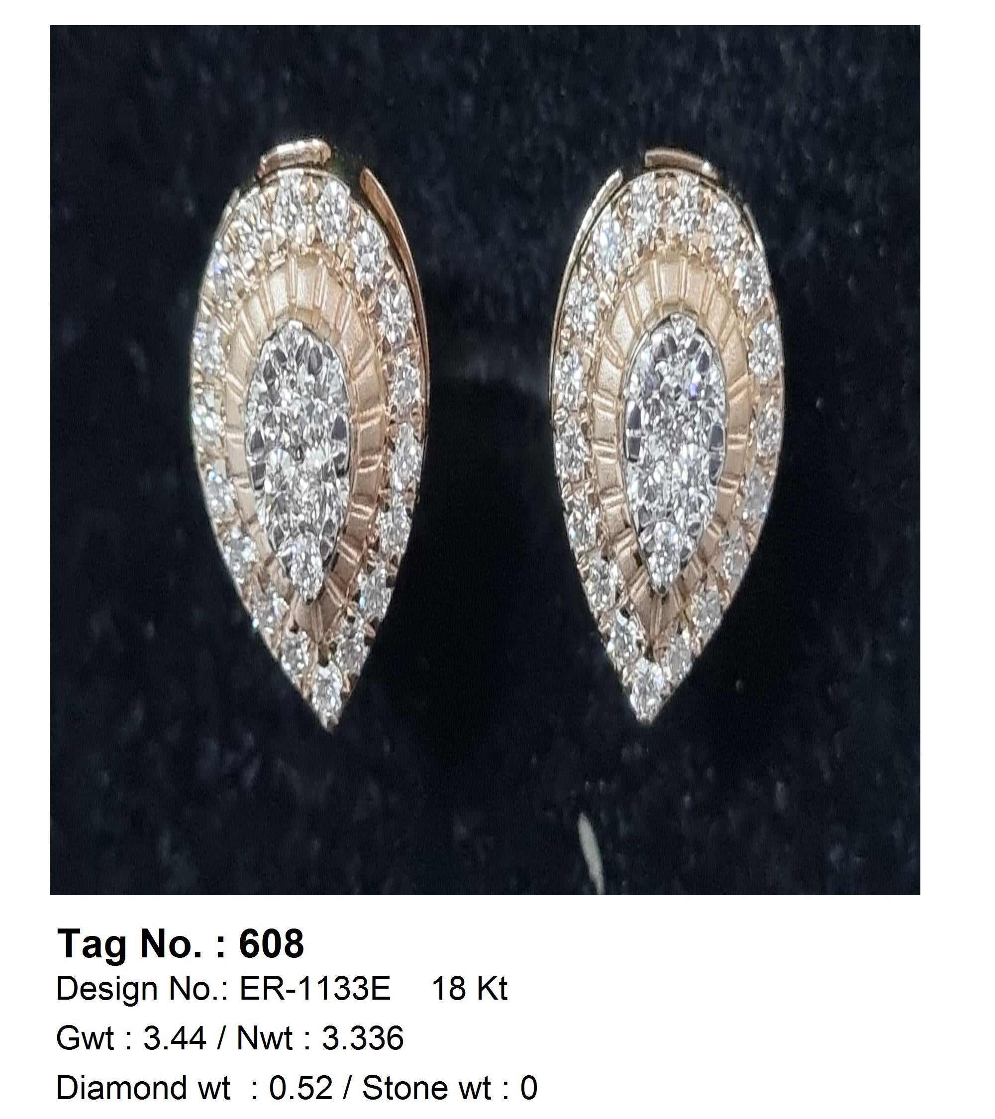 0.52 CTW 18 K Rose Gold Earring Studs