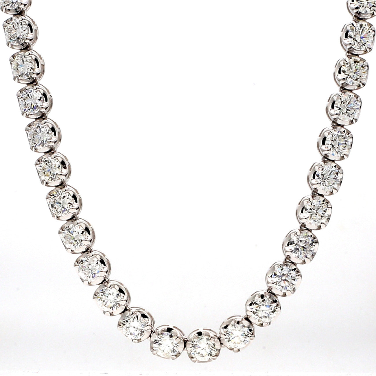 21.71 CTW Round 18 K White Gold Tennis Necklace