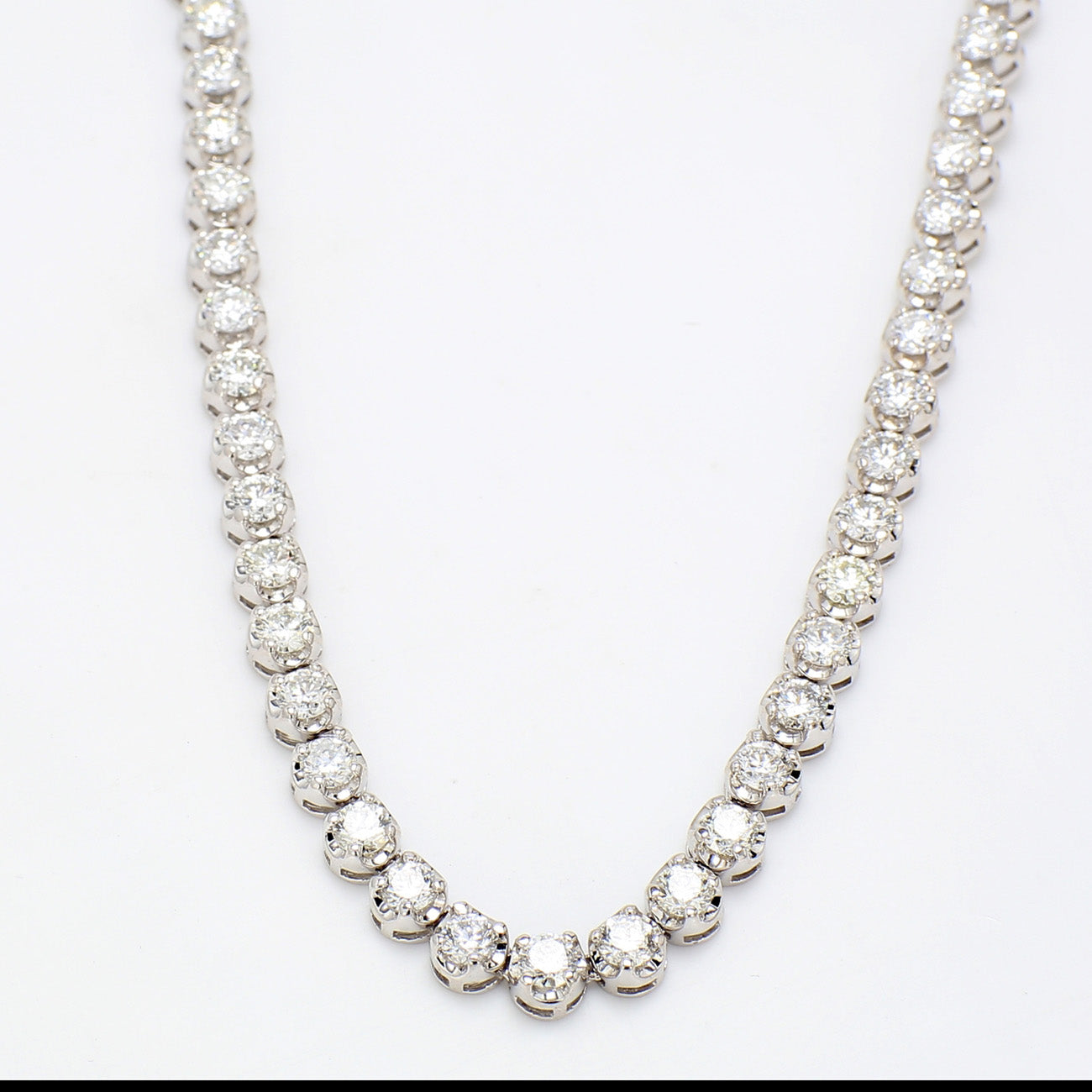 16.32 CTW Round 14 K White Gold Tennis Necklace