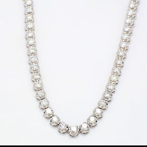 16.32 CTW Round 14 K White Gold Tennis Necklace