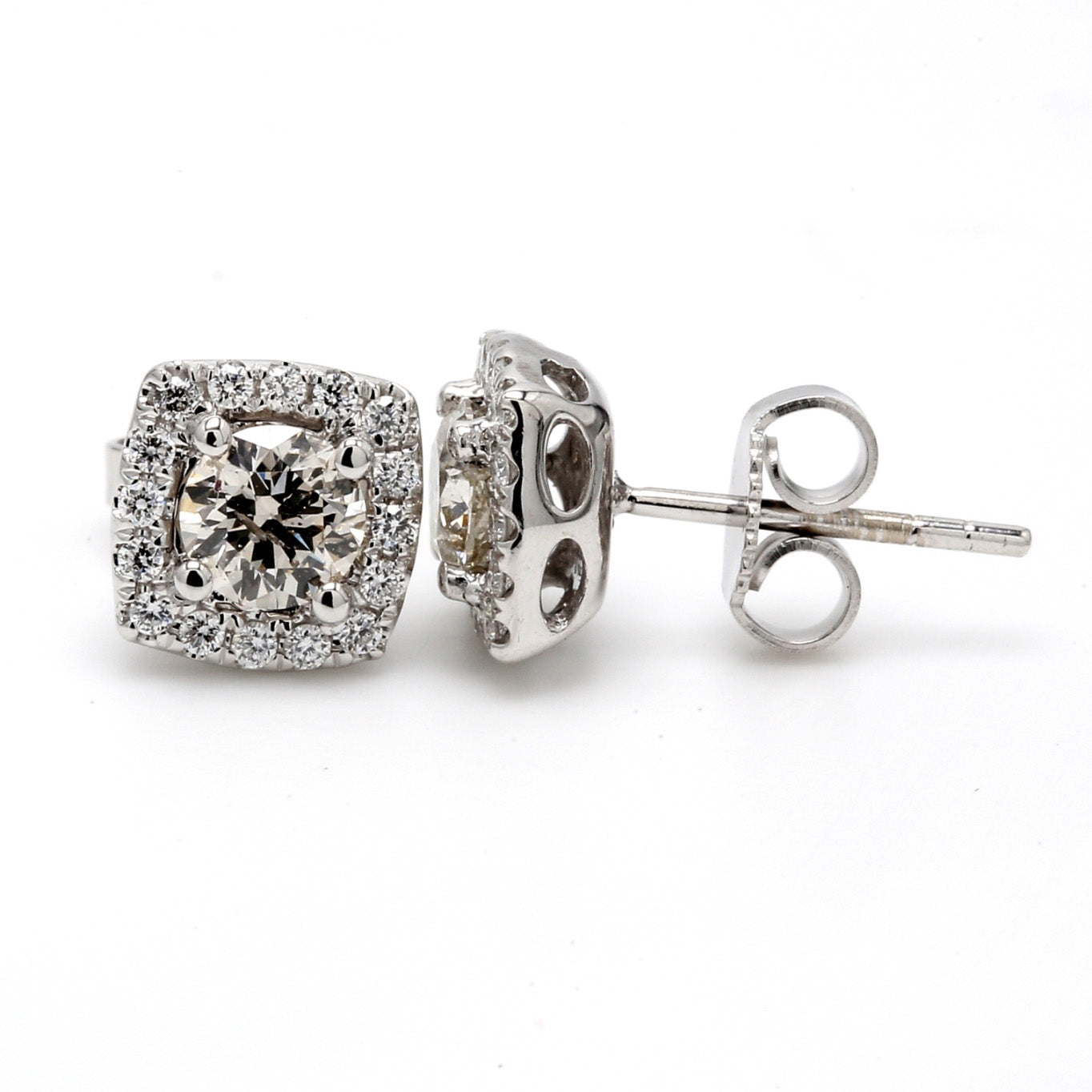 1.14 CTW Round 18 K White Gold Earring Studs