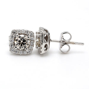 1.14 CTW Round 18 K White Gold Earring Studs