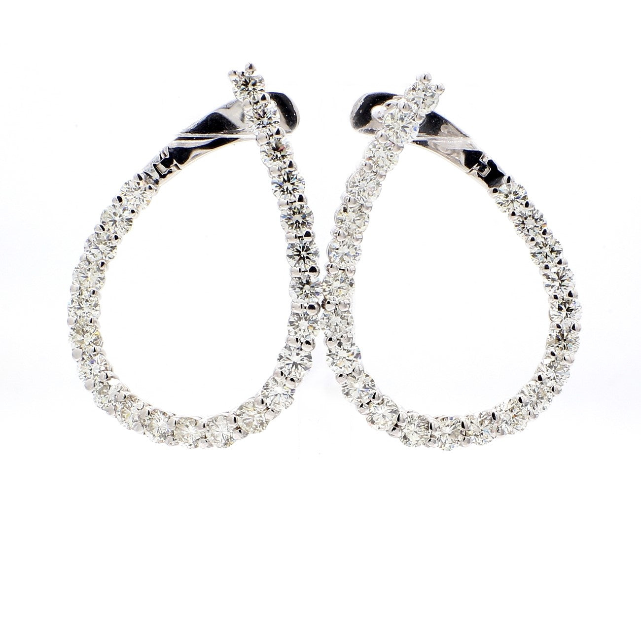 4.59 CTW Round 14 K White Gold Hoop Earrings