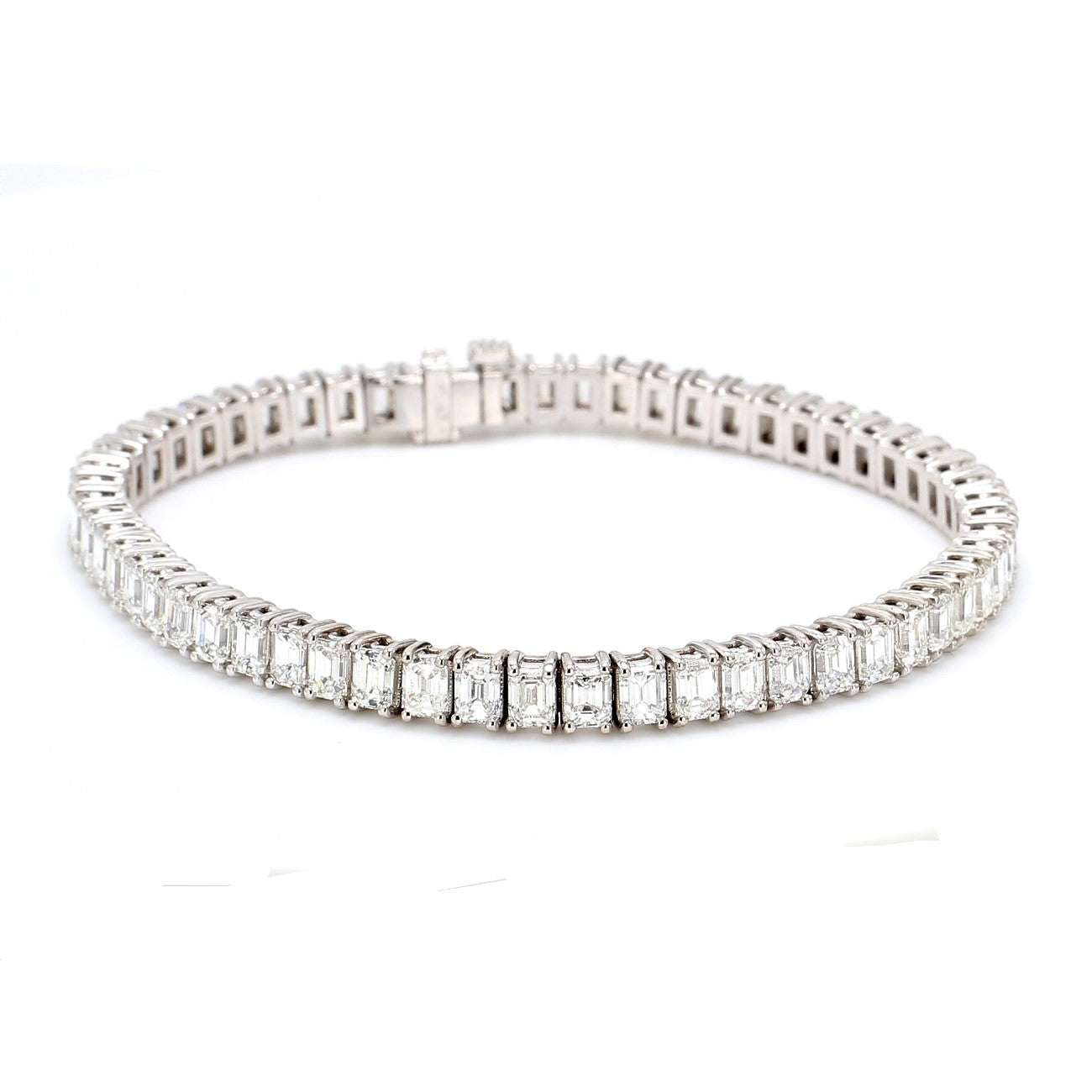 11.33 CTW Emerald Platinum Tennis Bracelet