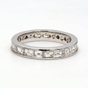 3.12 CTW Tapered Baguette 14 K White Gold Eternity Wedding Band