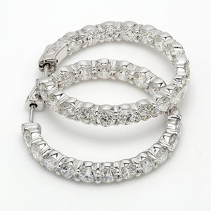 8.47 CTW Round 18 K White Gold Hoop Earrings