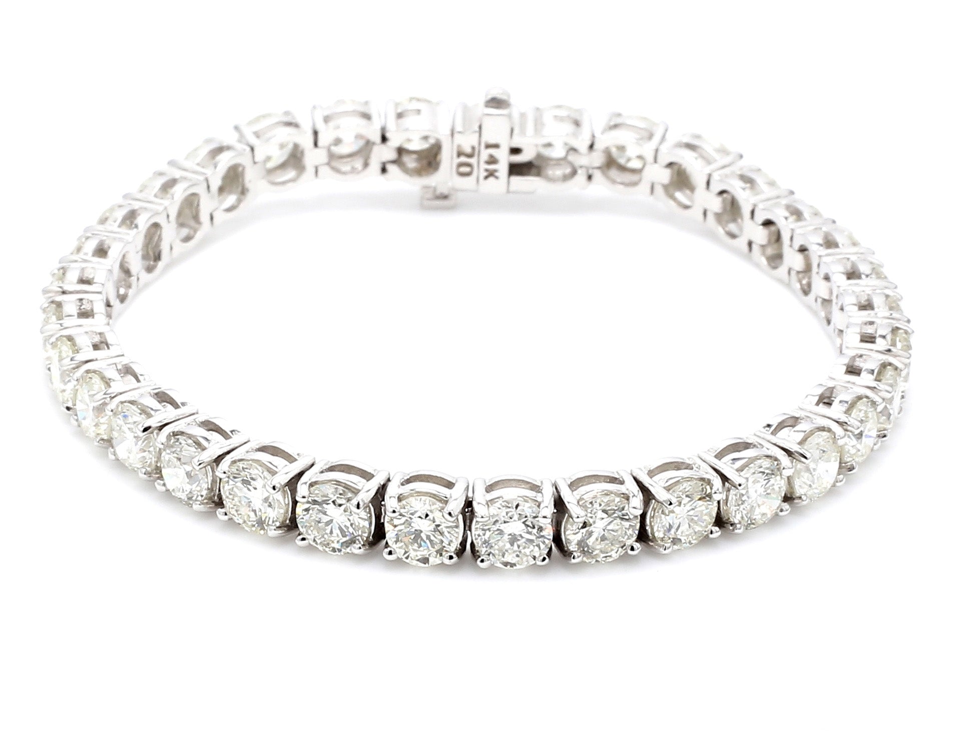 16.54 CTW Round 14 K White Gold Tennis Bracelet