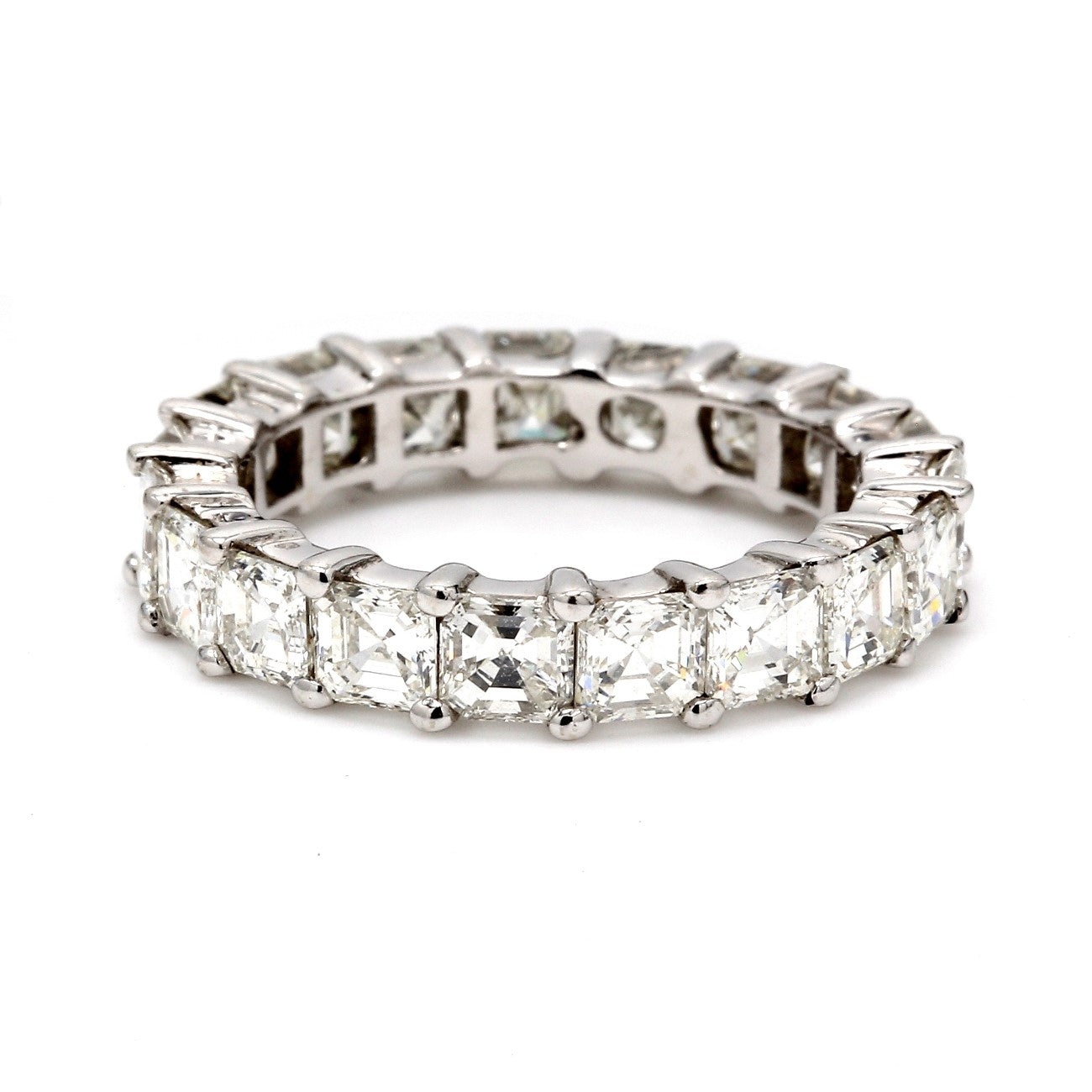 4.03 CTW Asscher 14 K White Gold Eternity Wedding Band