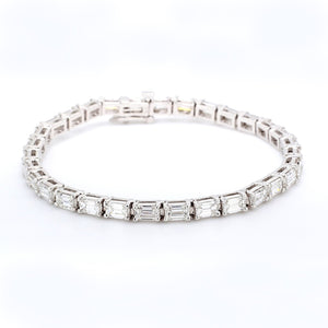 8.24 CTW Emerald 14 K White Gold Tennis Bracelet