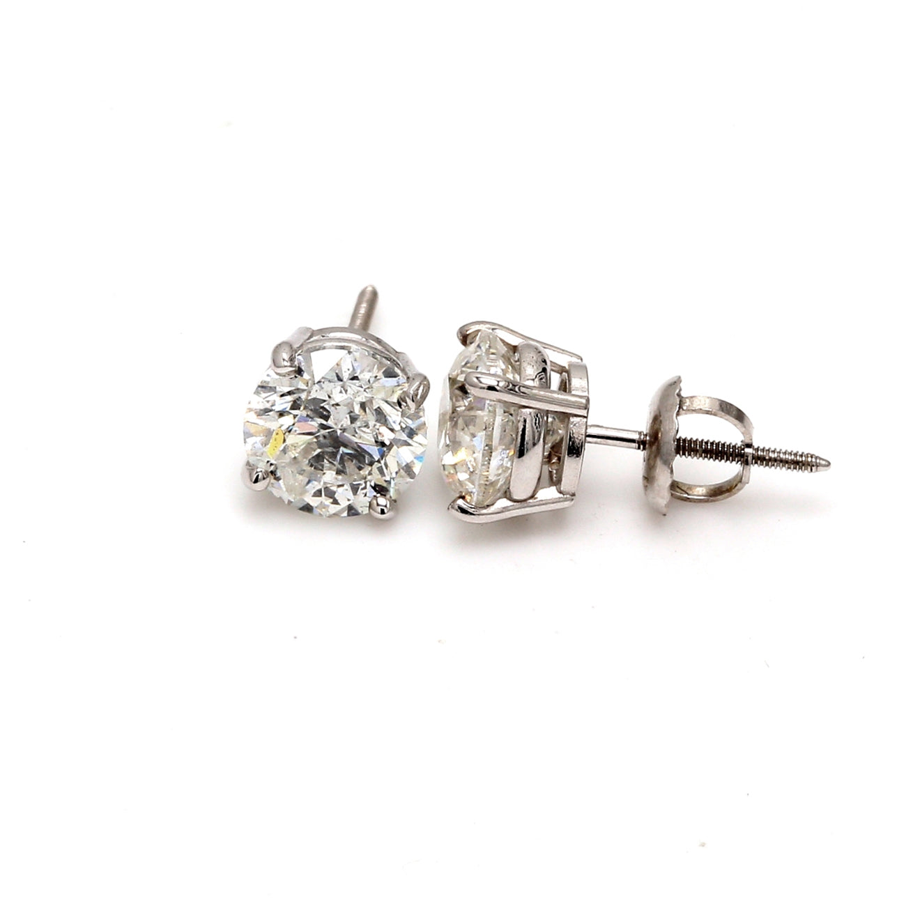 2.91 CTW Round 14 K White Gold Earring Studs