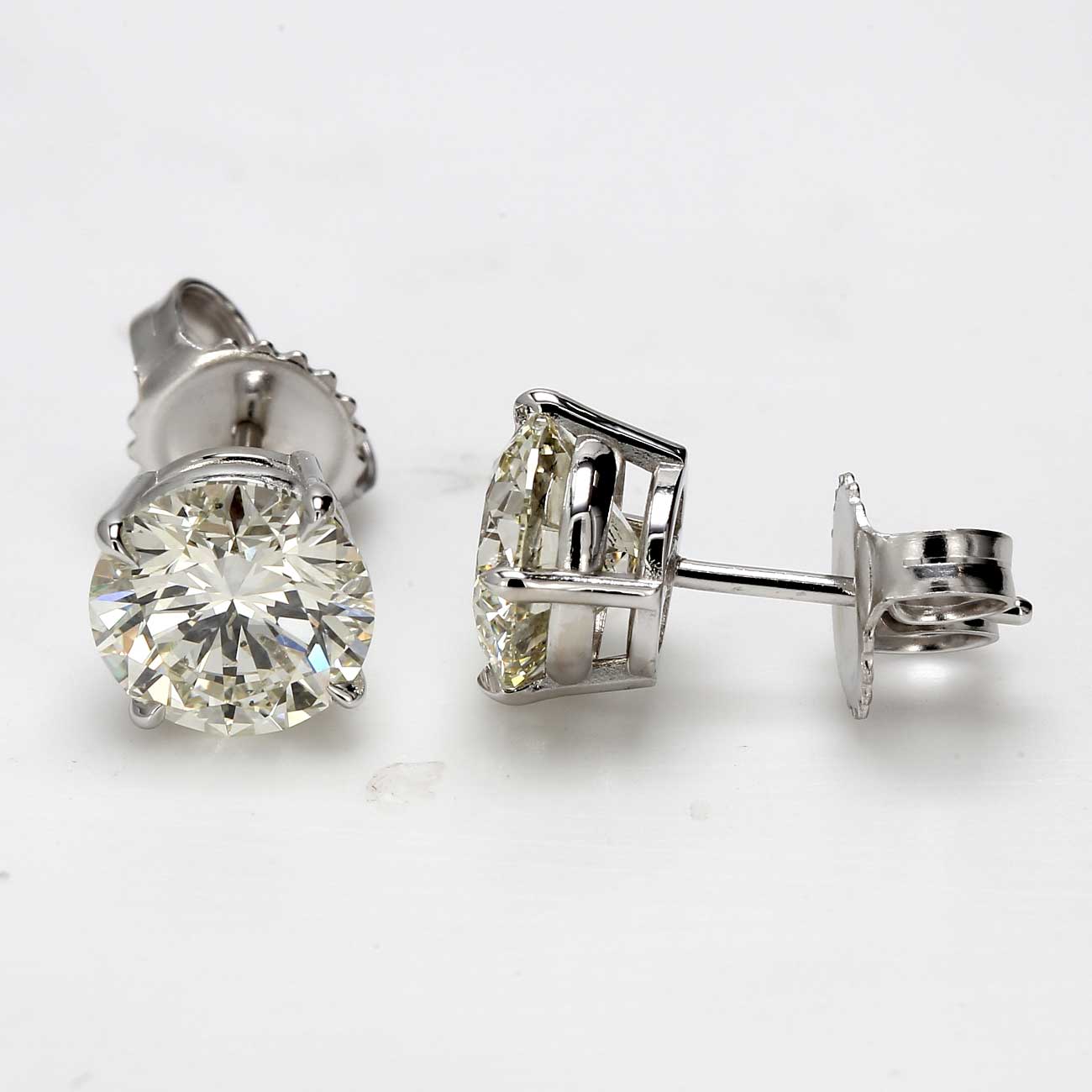 3.00 CTW Round 14 K White Gold Earring Studs