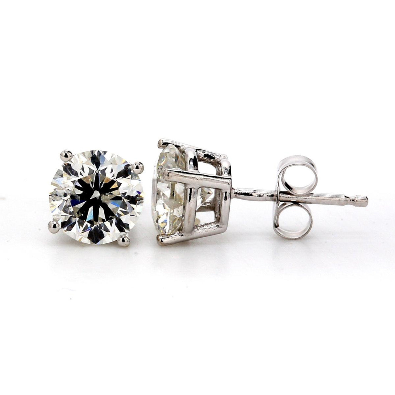 2.01 CTW Round 14 K White Gold Earring Studs