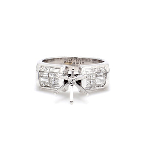 0.73 CTW 18 K White Gold Side Stone Engagement Ring