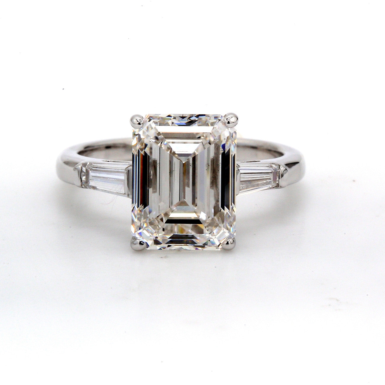 0.36 CTW Tapered Baguette 14 K White Gold Three Stone Engagement Ring