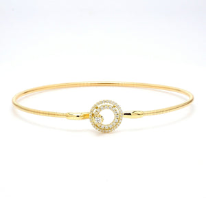 0.24 CTW Round 18 K Yellow Gold Bangle Bracelet