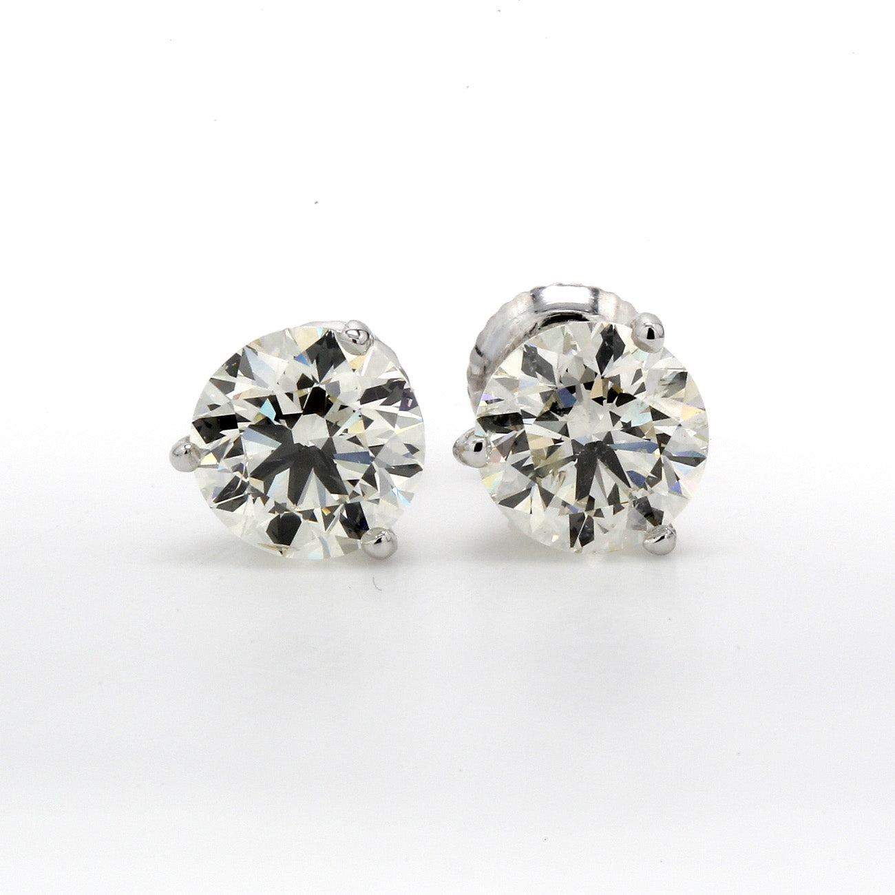 3.00 CTW Round 14 K White Gold Earring Studs