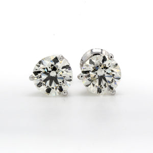 3.00 CTW Round 14 K White Gold Earring Studs