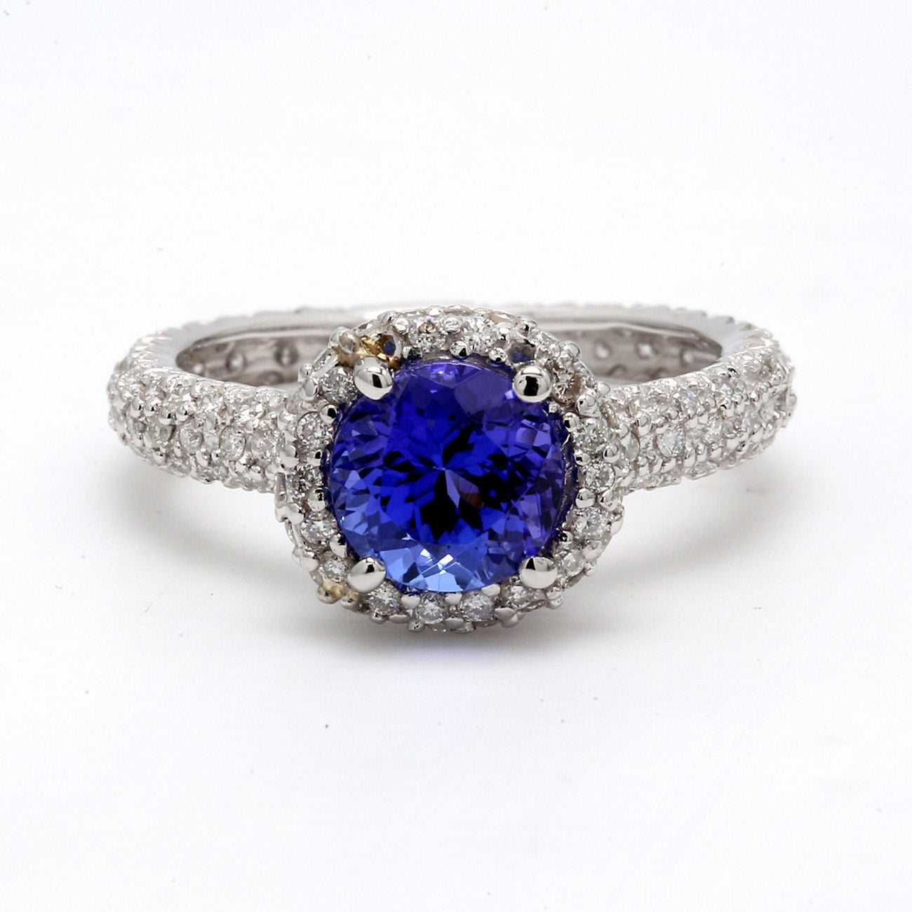 2.60 CTW Round Tanzanite Platinum Eternity Wedding Band