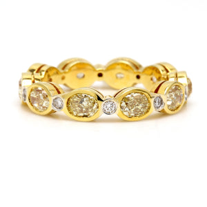 3.29 CTW Oval 18 K Yellow Gold Eternity Wedding Band