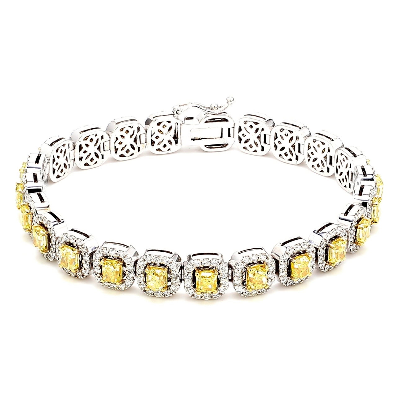 9.94 CTW Cushion 18 K White Gold Tennis Bracelet