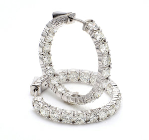 6.61 CTW Round 14 K White Gold Hoop Earrings