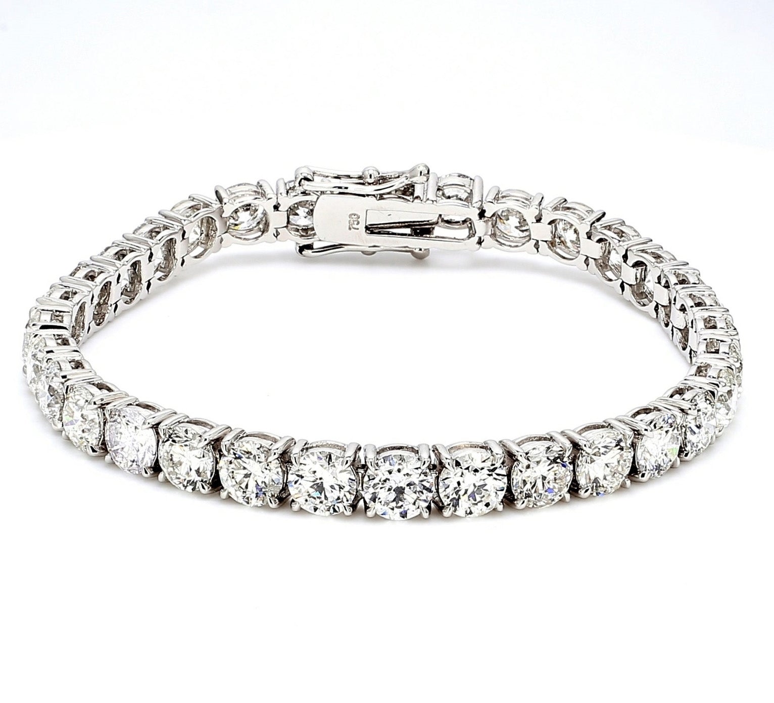 19.35 CTW Round 18 K White Gold Tennis Bracelet