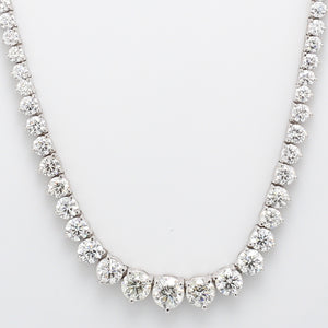 12.44 CTW Round 14 K White Gold Tennis Necklace