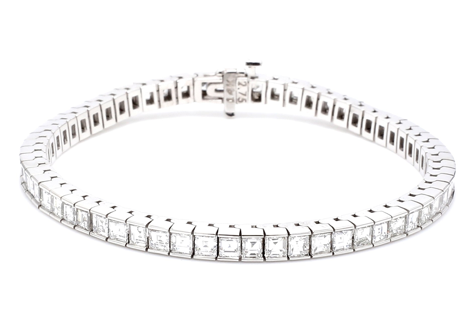 8.29 CTW Asscher 14 K White Gold Tennis Bracelet