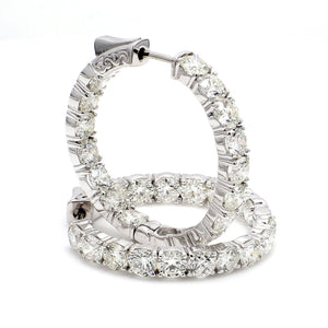 8.51 CTW Round 18 K White Gold Hoop Earrings