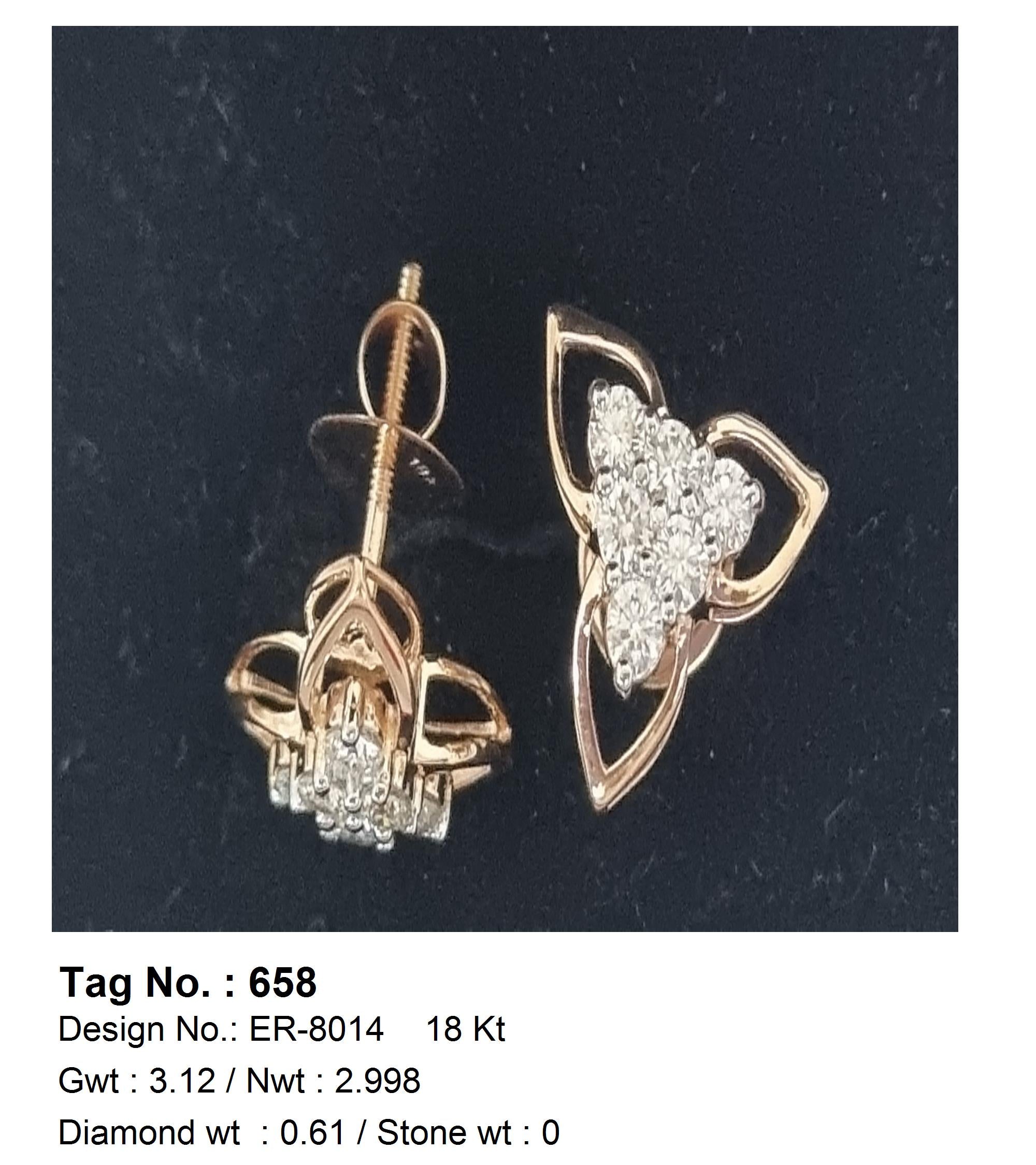 0.61 CTW 18 K Rose Gold Earring Studs