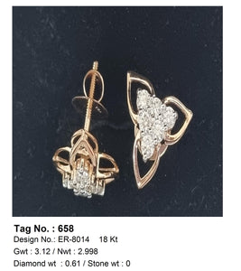 0.61 CTW 18 K Rose Gold Earring Studs