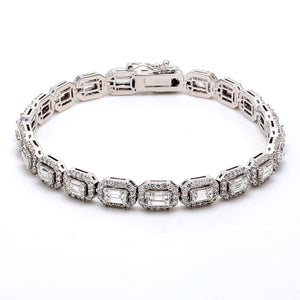 9.35 CTW Emerald 18 K White Gold Tennis Bracelet