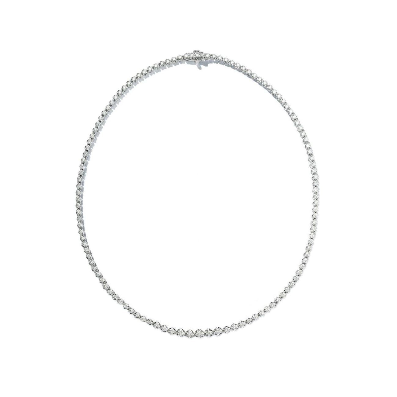 22.85 CTW Round 14 K White Gold Tennis Necklace