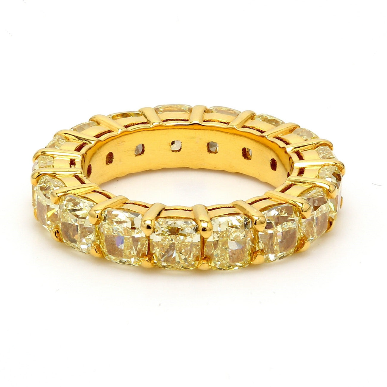 6.89 CTW Cushion 18 K Yellow Gold Eternity Wedding Band