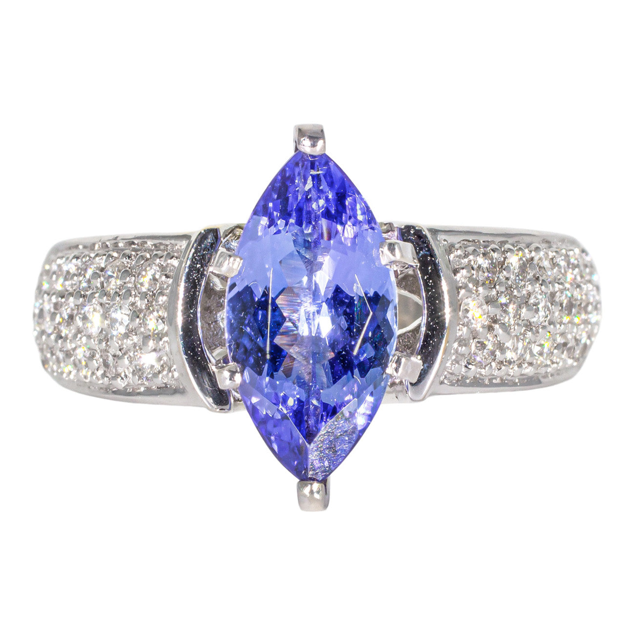 2.35 CTW Marquise Tanzanite 18 K White Gold (Other) Engagement Ring